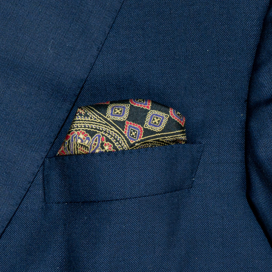 Lavender & Red Pure Silk Twill Pocket Handkerchief