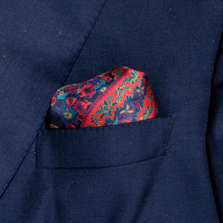 Floral & Paisley Printed Pure Silk Twill Pocket Handkerchief