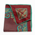 Turquoise Printed Burgundy Pure Silk Twill Pocket Handkerchief