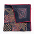 Paisley Printed Red & Navy Silk Twill Pocket Handkerchief