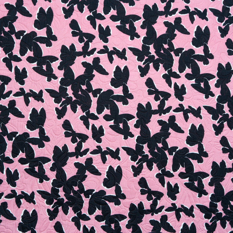 Butterfly Printed Pink Cotton Piqué (A 2.15m Piece)