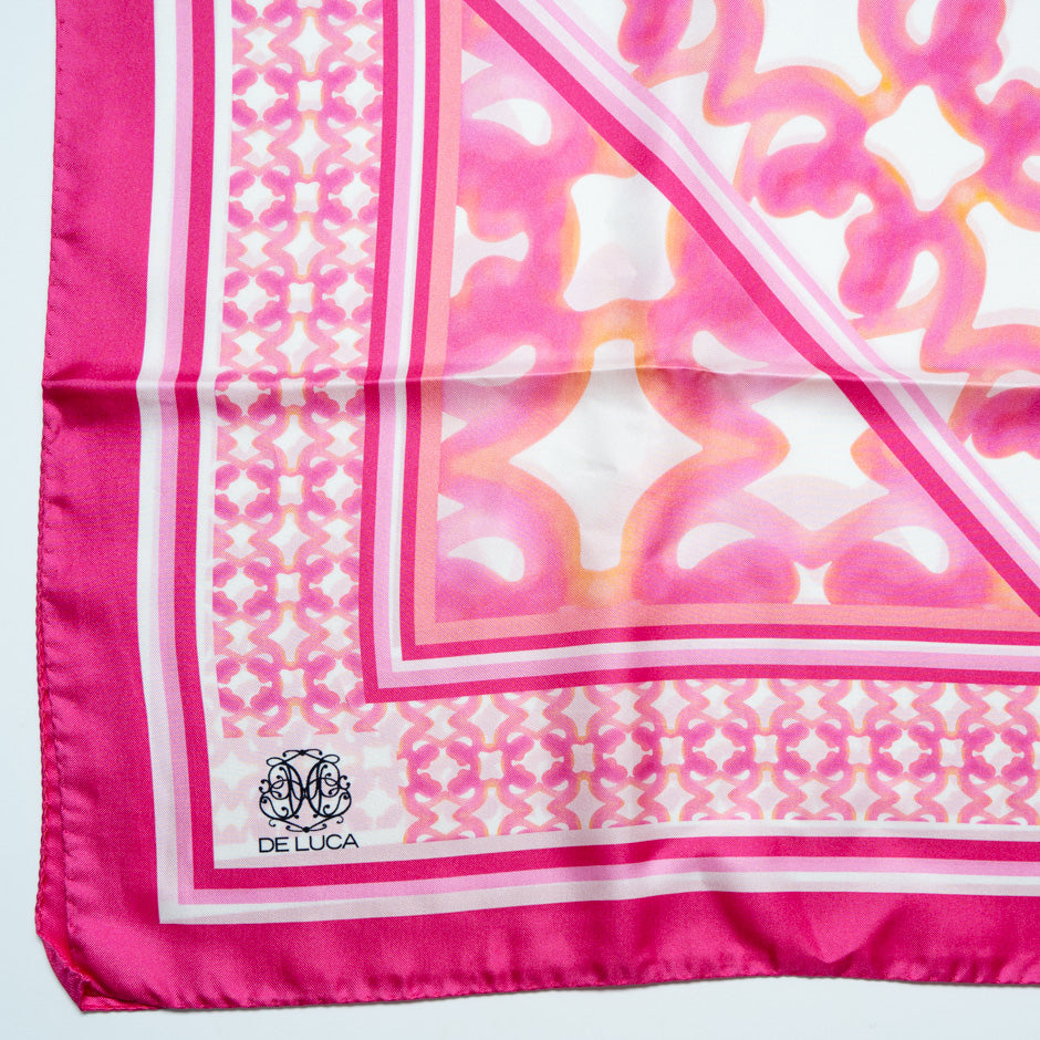 Rich Pink Printed Pure Silk Scarf