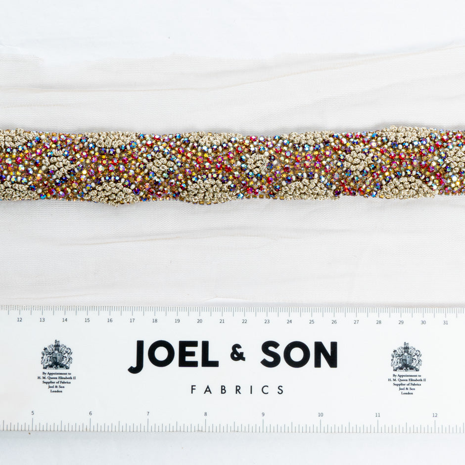 Multi-Coloured Beaded Gold Braided Trim