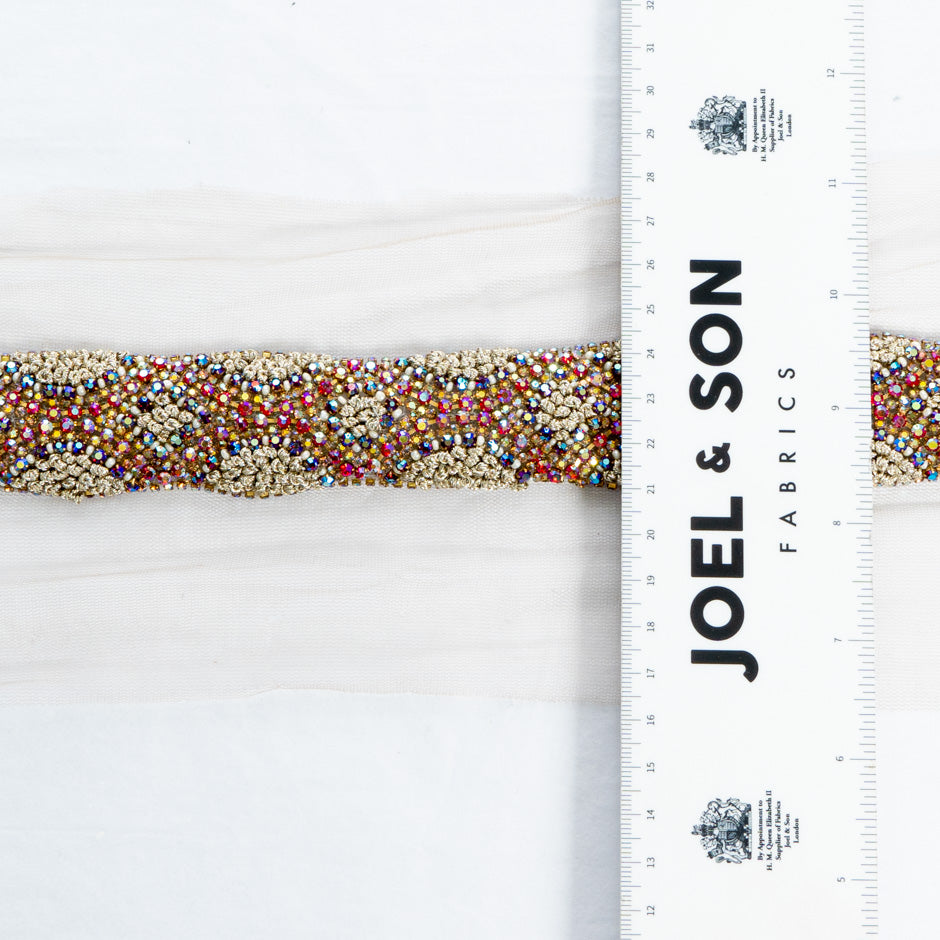 Multi-Coloured Beaded Gold Braided Trim