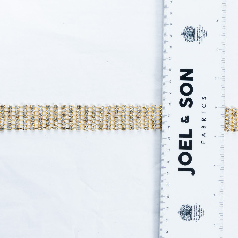 Clear Diamanté Gold Chain Trim