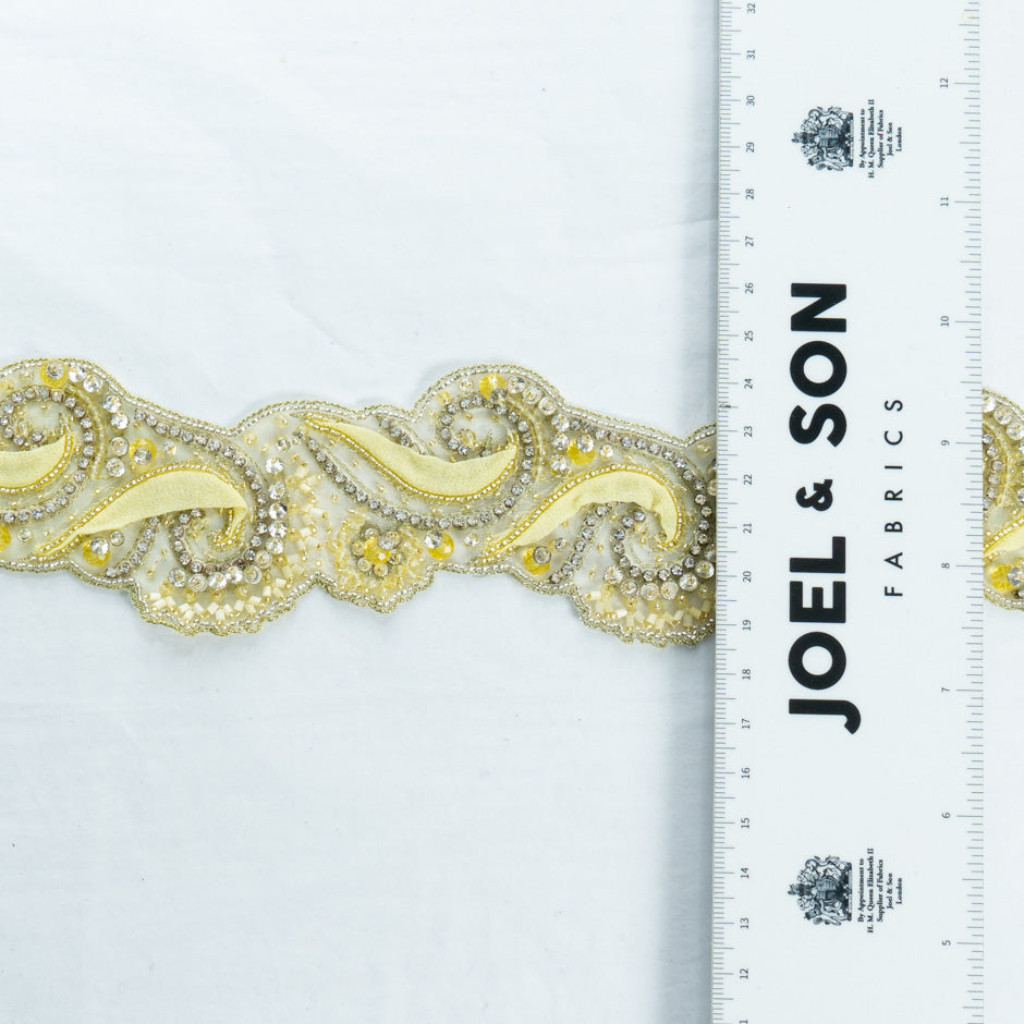 Yellow Diamanté & Beaded Trim