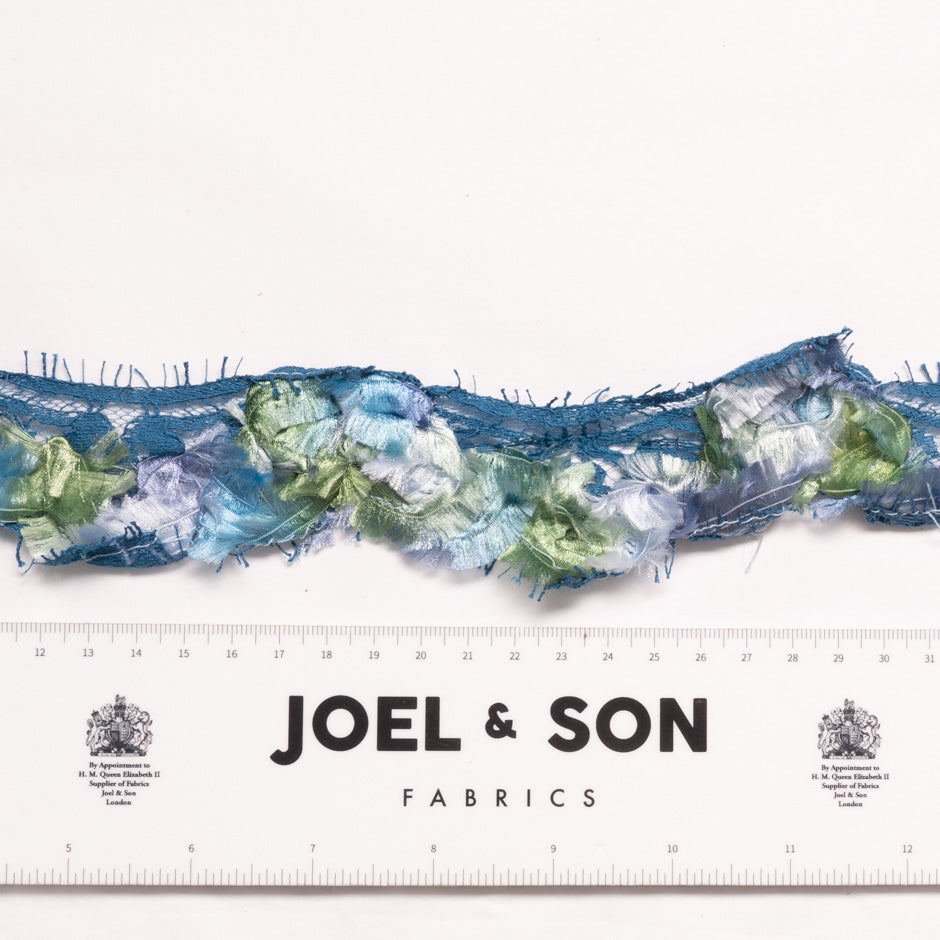 Blue & Green 'Feather Like' Woven Trim