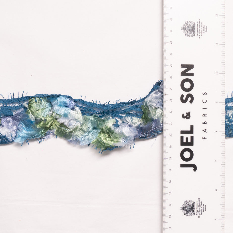 Blue & Green 'Feather Like' Woven Trim