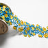Yellow/Orange Floral Blue Guipure Trim