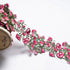 Pink Floral Green Guipure Trim