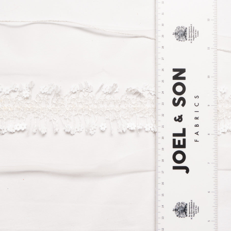 White Floral Sequin Hand Embroidered Trim