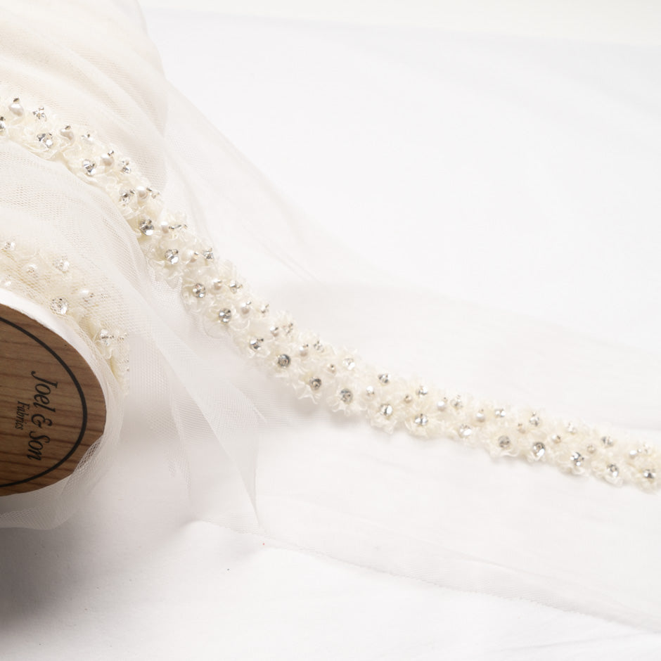 Ivory & Pearl Hand Embroidered Floral Trim
