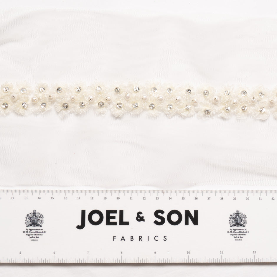 Ivory & Pearl Hand Embroidered Floral Trim