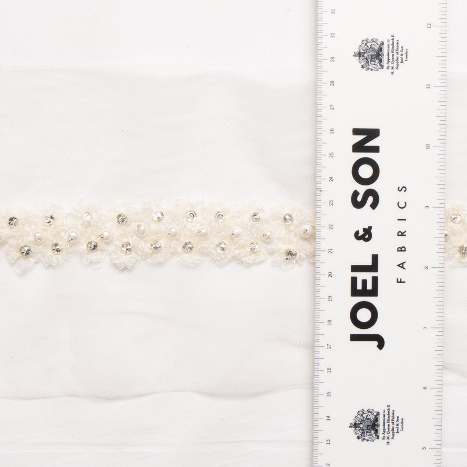 Ivory & Pearl Hand Embroidered Floral Trim