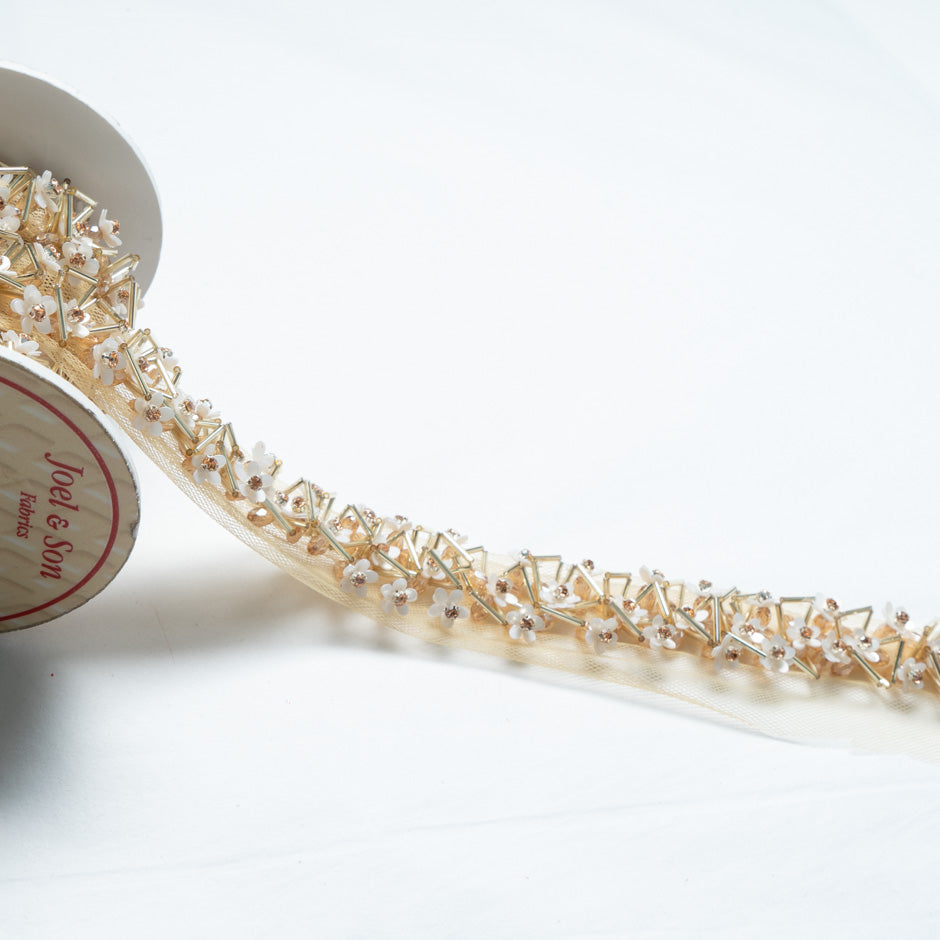 Daisy Hand Beaded Trim