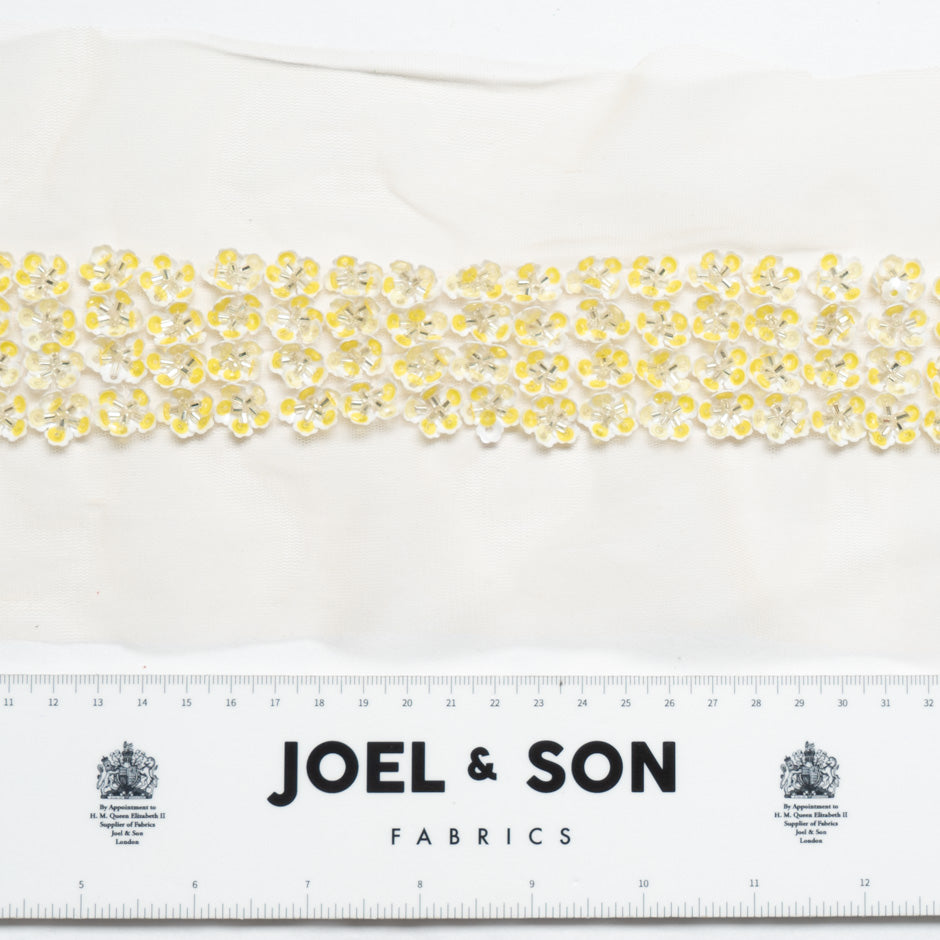 Yellow Floral Hand Beaded Trim