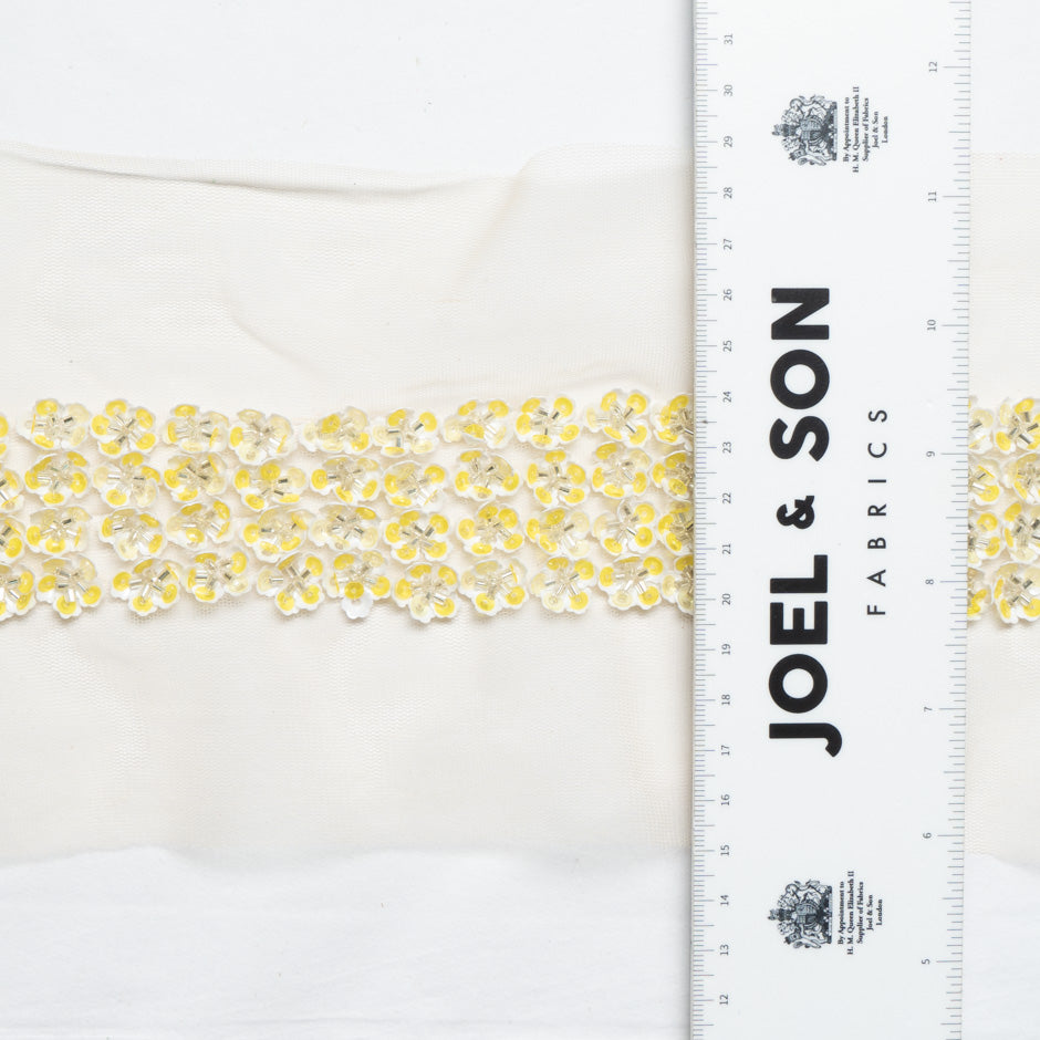 Yellow Floral Hand Beaded Trim