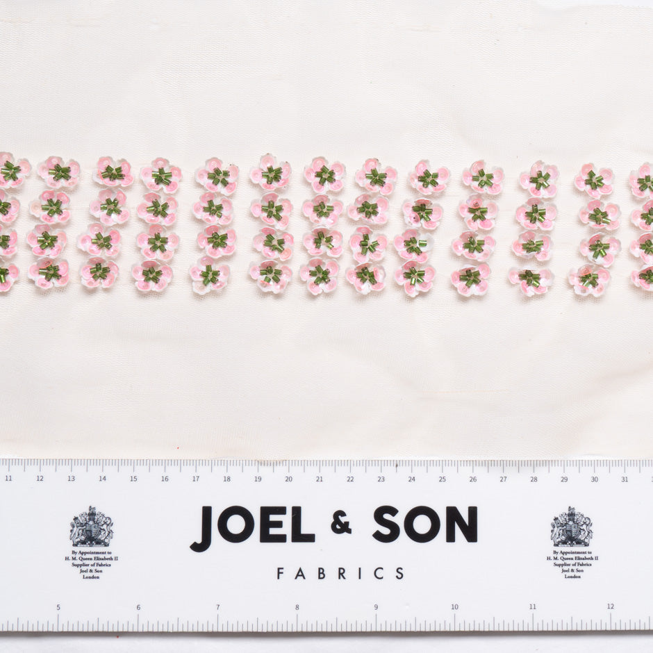 Pink Floral Hand Beaded Trim