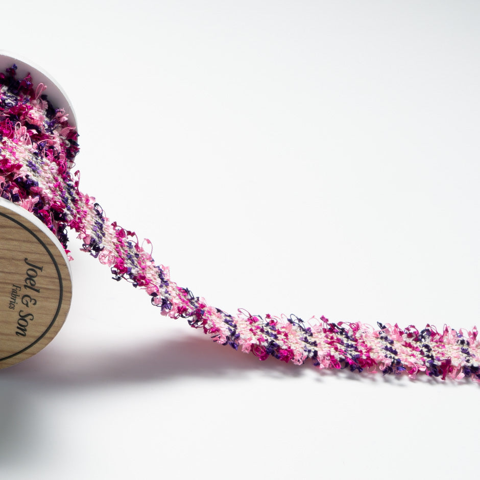 Pink, Purple & Ivory Metallic Woven Trim