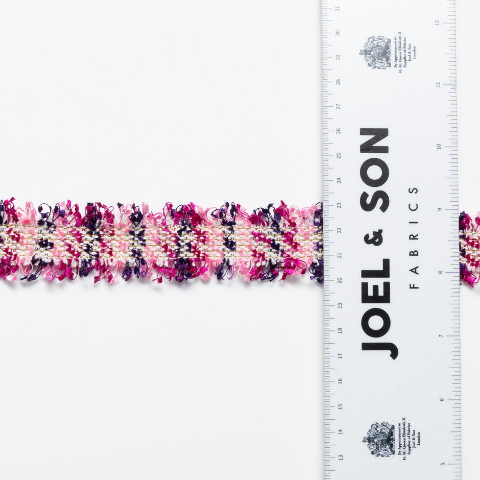 Pink, Purple & Ivory Metallic Woven Trim