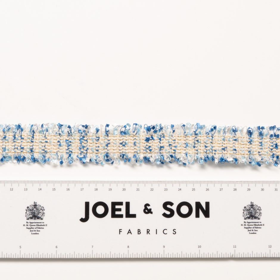 Blue & Cream Metallic Woven Trim