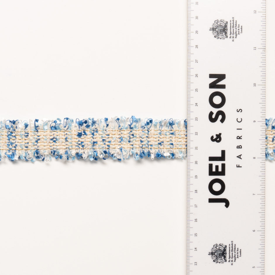 Blue & Cream Metallic Woven Trim