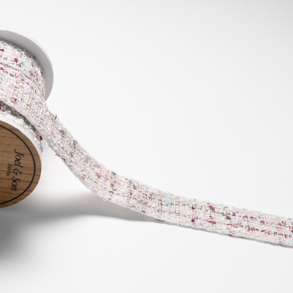 White & Pink Metallic Woven Trim