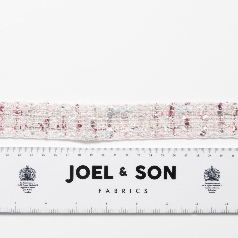 White & Pink Metallic Woven Trim