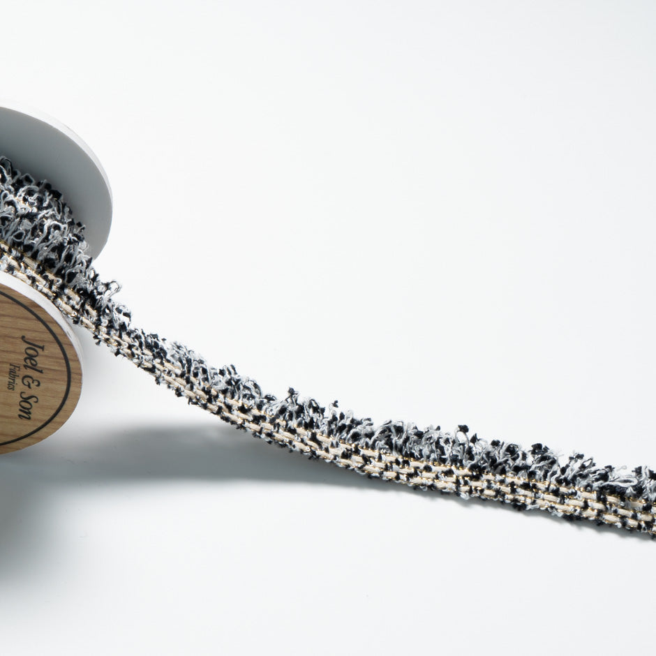 Black & White Metallic Woven Trim