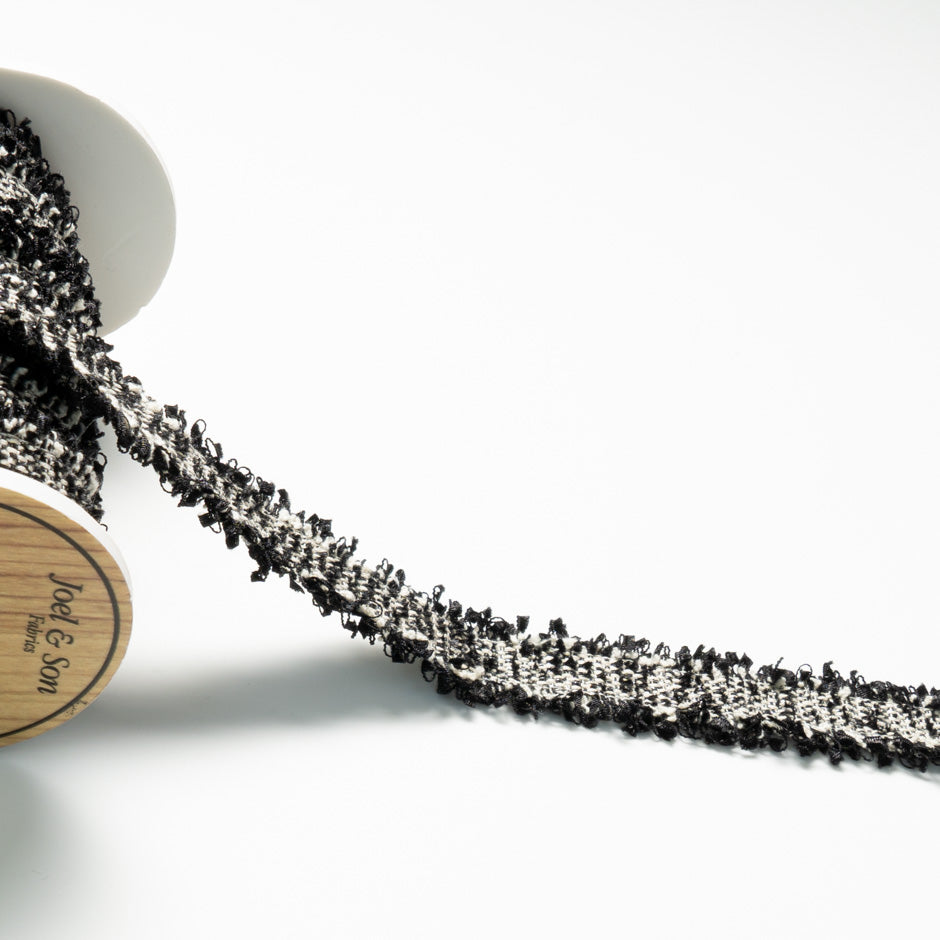Black & Ivory Metallic Woven Trim