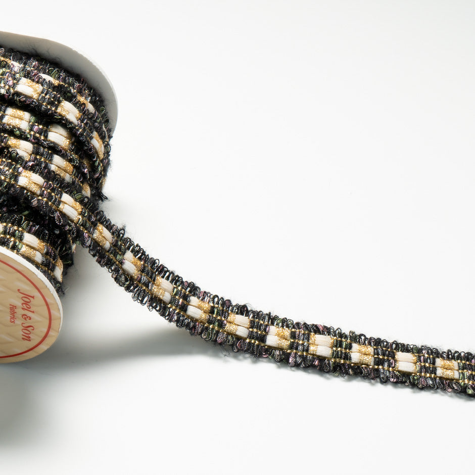 Black, Ivory & Gold Metallic Woven Trim