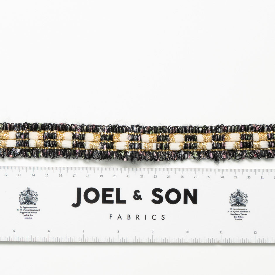 Black, Ivory & Gold Metallic Woven Trim
