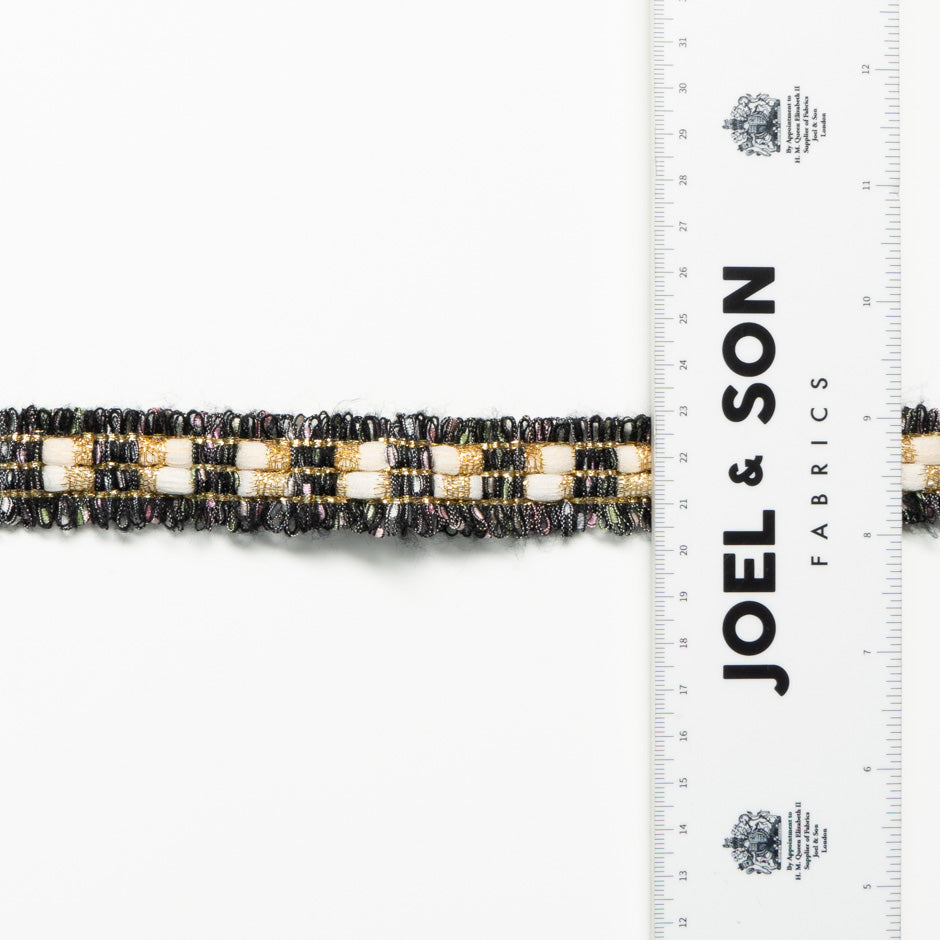 Black, Ivory & Gold Metallic Woven Trim