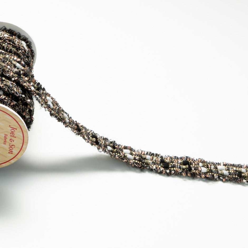 Black, Pink & Gold Metallic Woven Trim