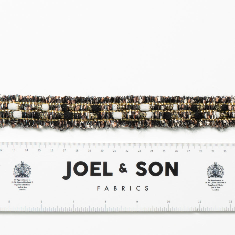 Black, Pink & Gold Metallic Woven Trim