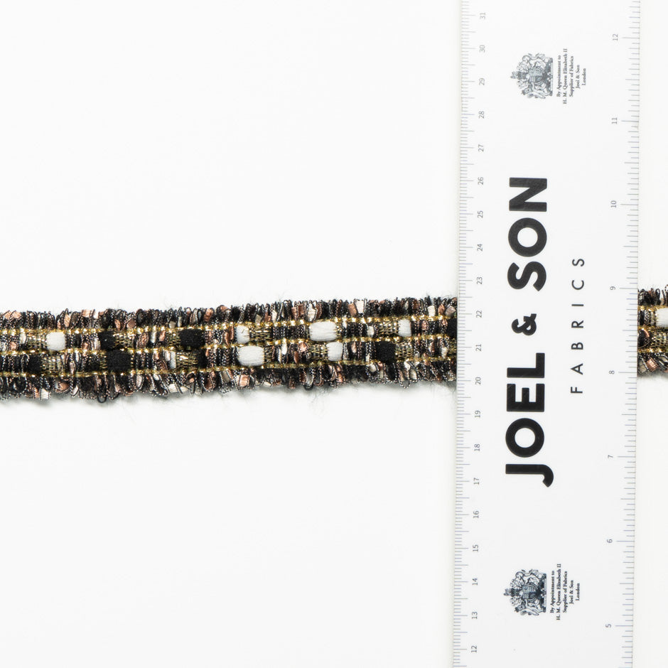 Black, Pink & Gold Metallic Woven Trim