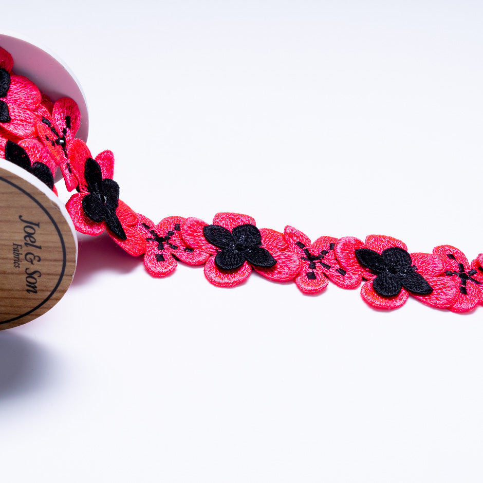 Neon Pink & Black Floral Trim