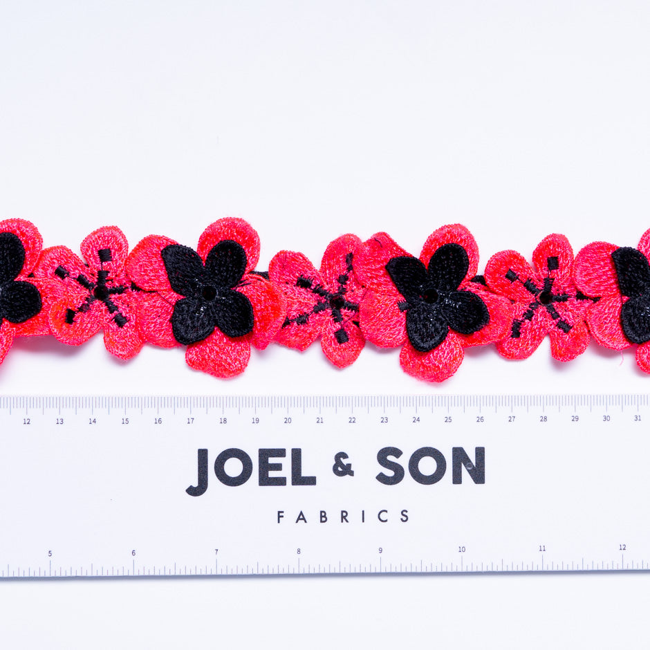 Neon Pink & Black Floral Trim