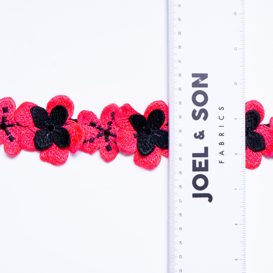 Neon Pink & Black Floral Trim
