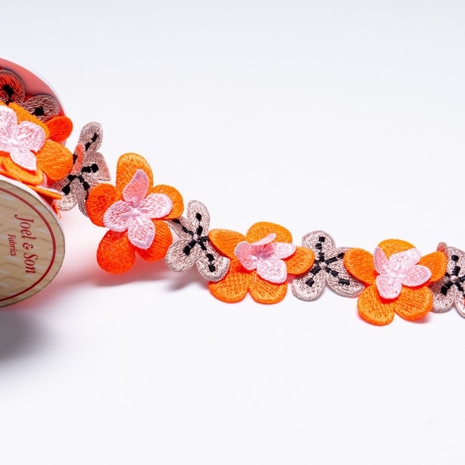 Neon Orange  Floral Trim