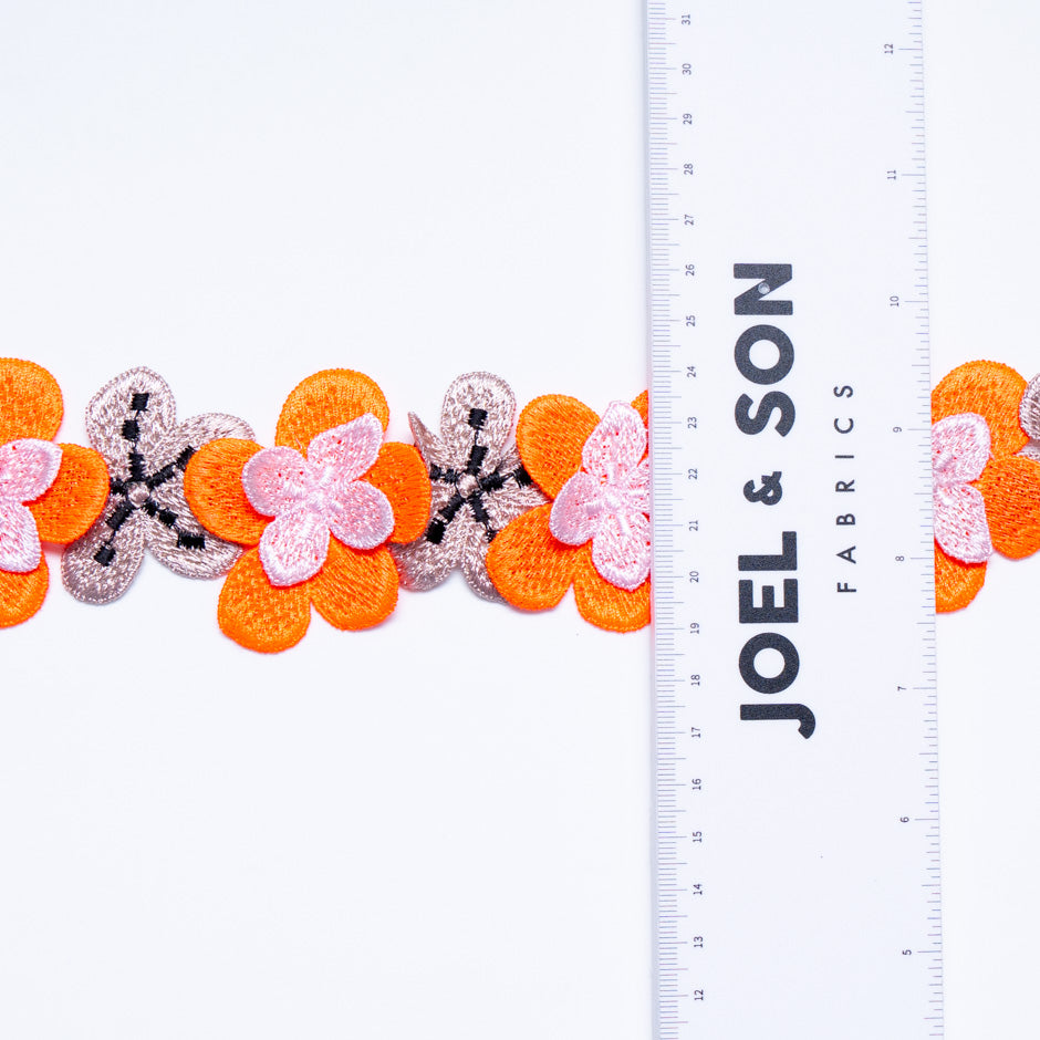 Neon Orange  Floral Trim