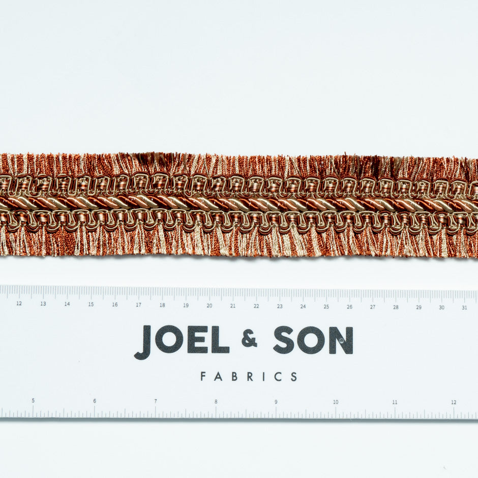 Peach & Rust Wide Braided Fringed Trim