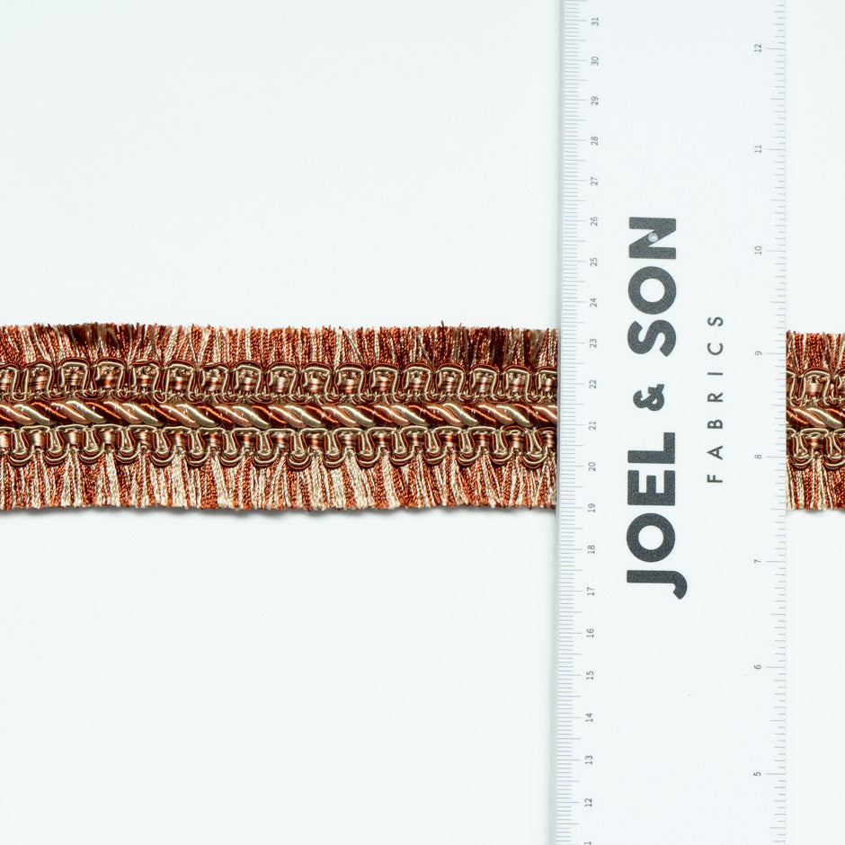 Peach & Rust Wide Braided Fringed Trim
