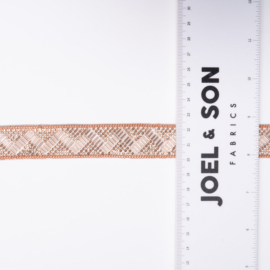 Pink Gold Bugle Bead & Diamanté Trim