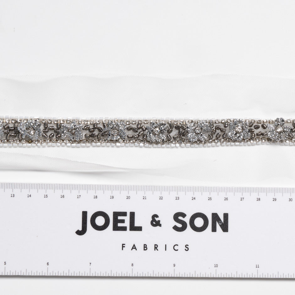 Beaded & Diamanté Narrow Tulle Trim