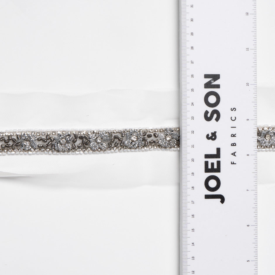 Beaded & Diamanté Narrow Tulle Trim