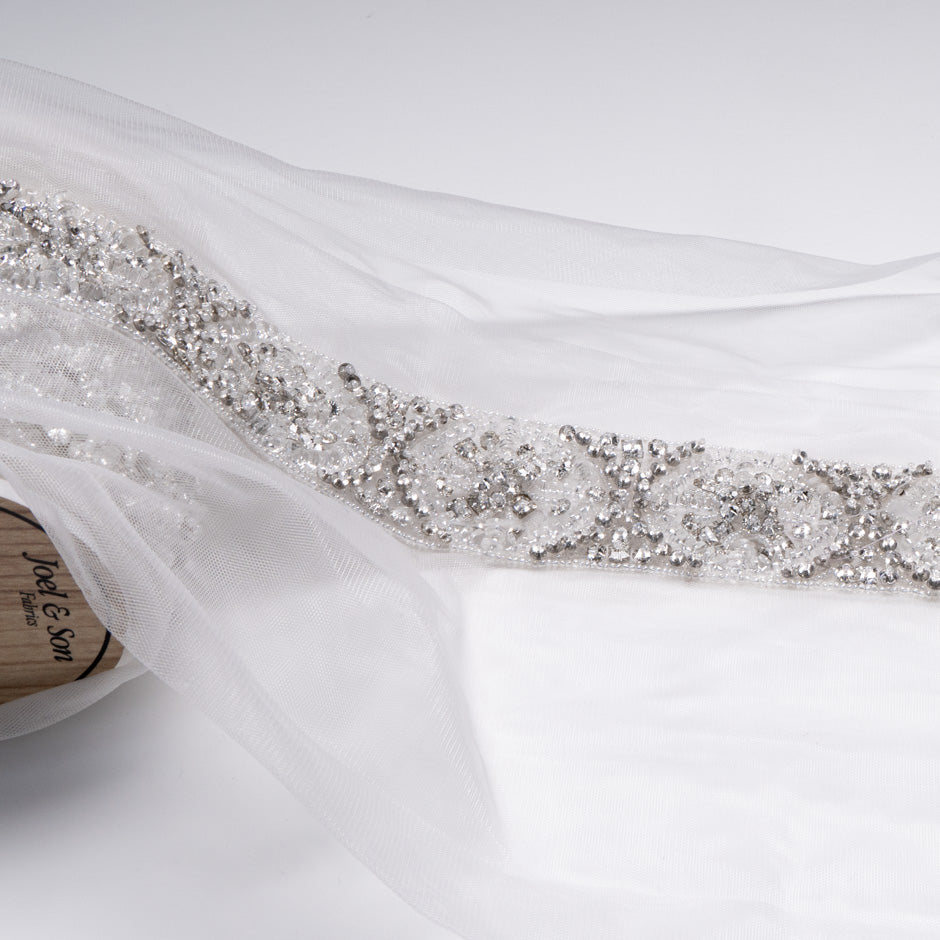 Clear Bead & Diamanté Luxury Tulle Trim