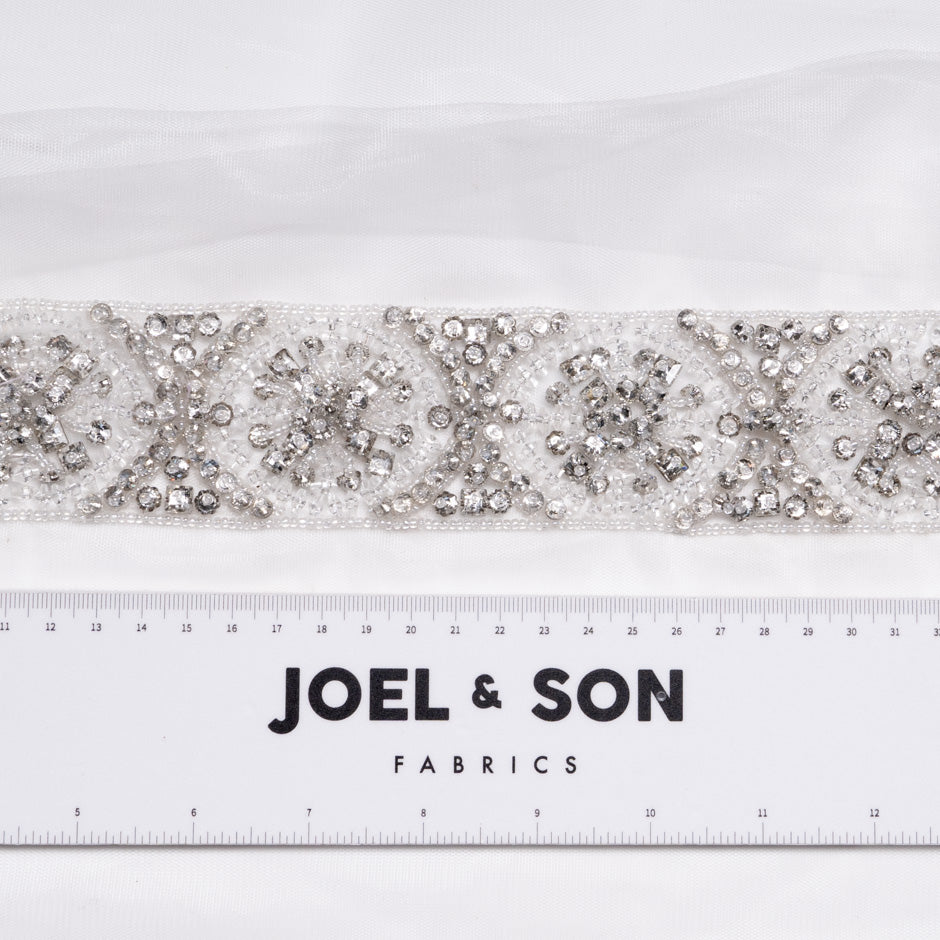 Clear Bead & Diamanté Luxury Tulle Trim