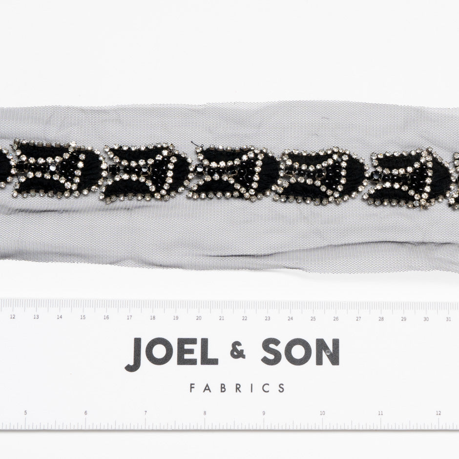 Black Beaded & Diamanté Trim