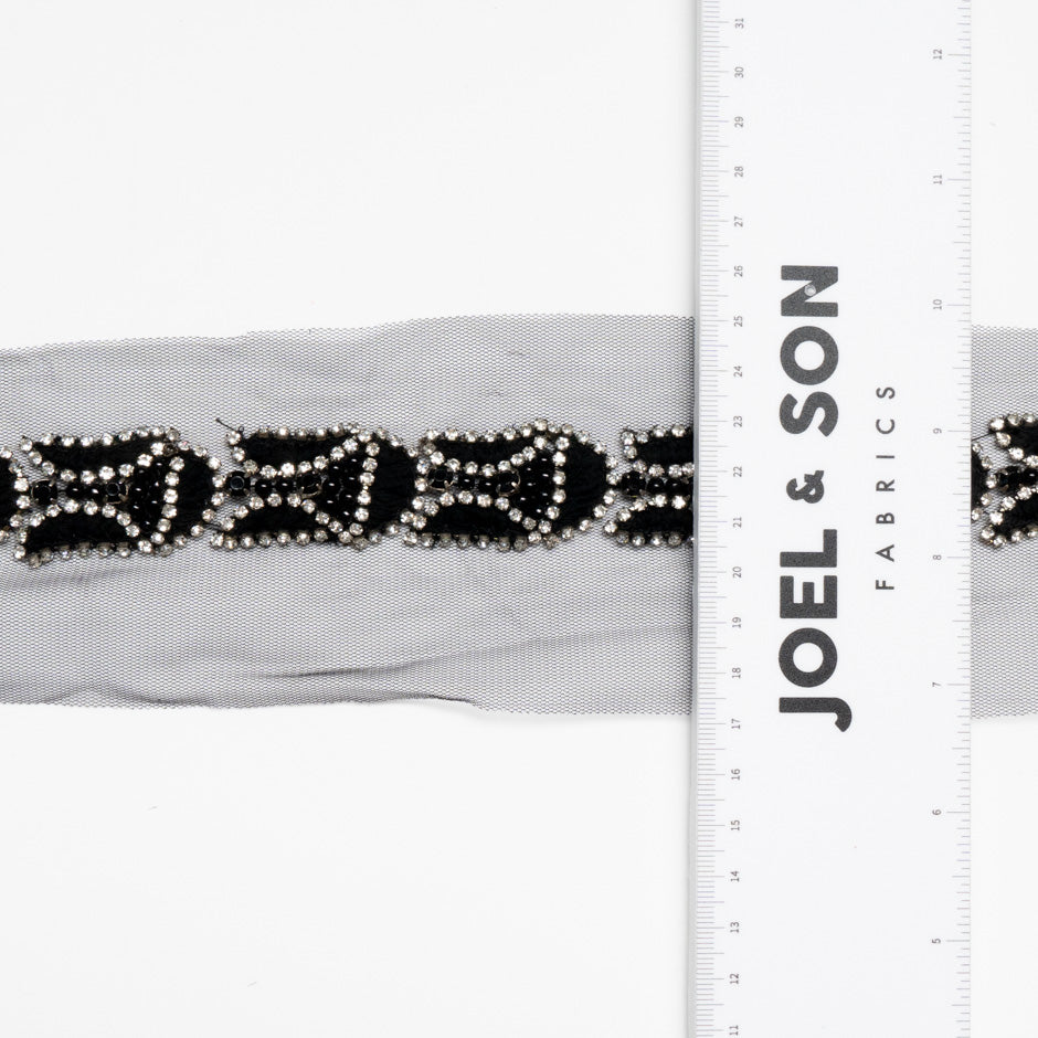 Black Beaded & Diamanté Trim